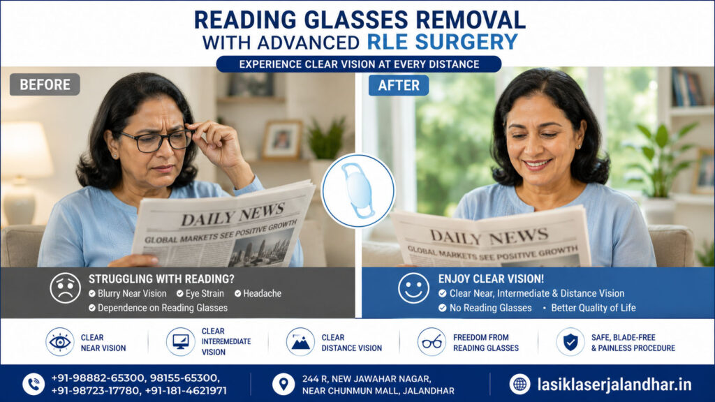 RLE surgery for near vision glasses removal at 40 RLE surgery for near vision glasses removal at 40