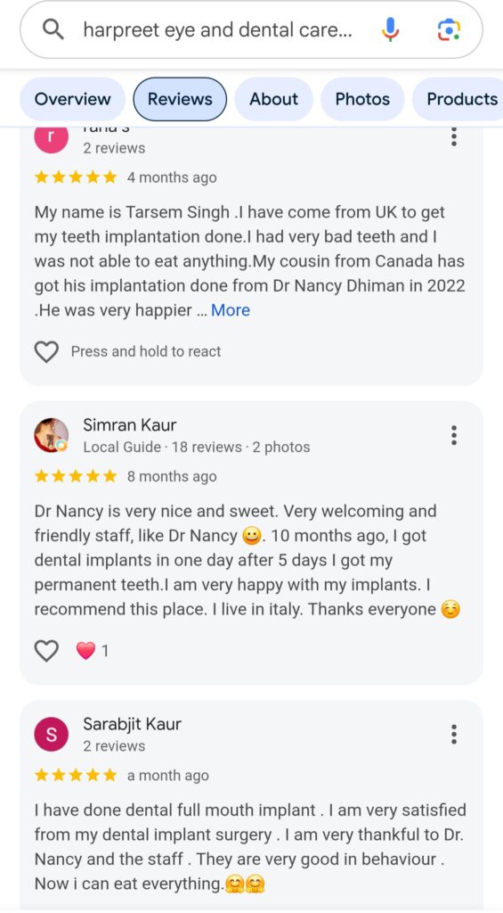 google review dental implants google review best dental implants jalandhar
